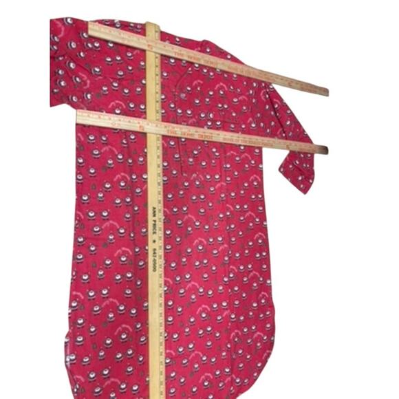 "Botany 500" Red Flannel Christmas Night Shirt VTG SZ S/M  Santa & Wreaths Mom - Picture 7 of 12